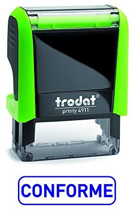 Trodat 4911 Printy Timbro Formula Comerciale con testo Conforme, auto-inchiostrante, dimensioni della targa di testo 37 x 14 mm, blu