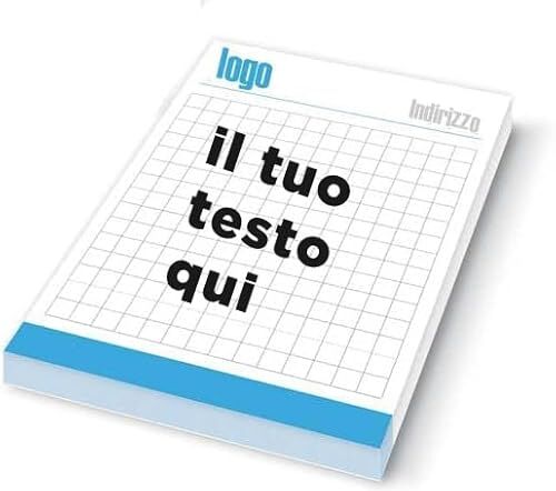 Generico Blocchi intestati personalizzati formato A4 (21X30). Lisci o a quadretti per ogni attività. Personalizzabili con logo, recapiti ecc. 10 Blocchi, 50 fogli per blocco. blocchi gommati in testa