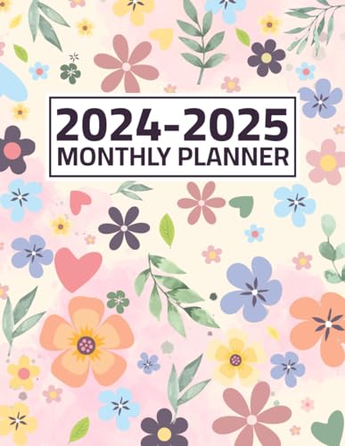 Genius 2024-2025 Monthly Planner: Two Year Calendar Organizer (January 2024 to December 2025) With Floral Cover