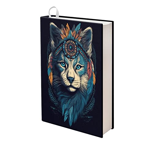 Kuiaobaty Copertine per libri con stampa di gatti tribali per romanzi, tessuto elastico nero per libri in brossura copertina rigida