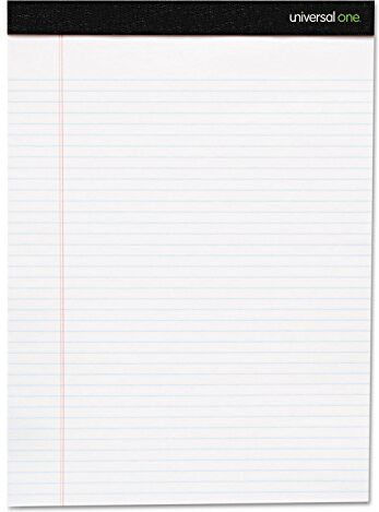 Universal Premium Ruled writing Pads, White, 8 1/2 x 11, Legal/Wide, 50 fogli (set da 6)