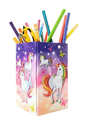 HERMA Portapenne con motivo unicorno, pieghevole, in cartone resistente, da scrivania, portapenne rettangolare per matite colorate, pennarelli, matite, pennelli da trucco