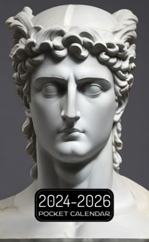 Stanley Pocket Calendar 2024-2026: Two-Year Monthly Planner for Purse , 36 Months from January 2024 to December 2026   Greco Roman statue   Head meme style