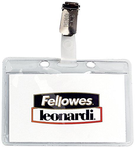 Fellowes Porta Badge Kristal in Plastica Flessibile con Clip in Metallo, Trasparente, Confezione da 100 Pezzi