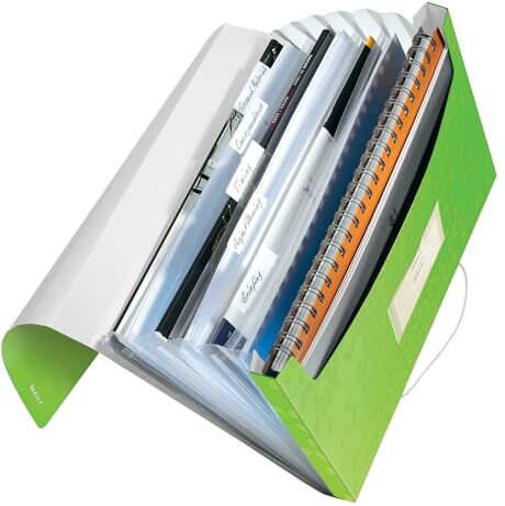 Leitz Cartella progetti A4, Capacità fino a 250 fogli A4, Chiusura a elastico, Polipropilene, Verde, Gamma WOW, 45890154