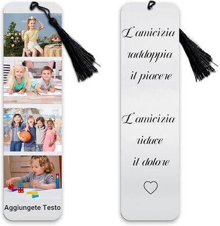 Generic Segnalibro Personalizzato Con Foto e Testo -Segnalibri Personalizzati Inciso Citazione Frasi e Lettere di Ringraziamento, Regalo Maestra Idee Regalo Insegnanti, Acciaio Inossidabile (4 Foto)