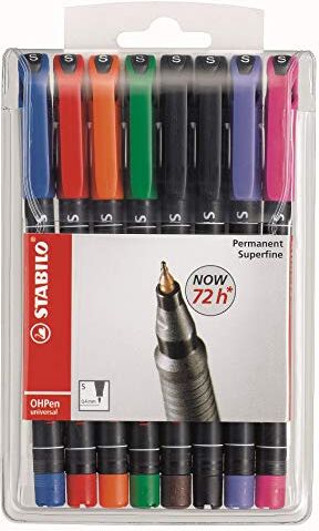 Stabilo Marcatore  OHPen universal Permanente- Tratto Superfine (0,4 mm) Astuccio da 8 Colori assortiti