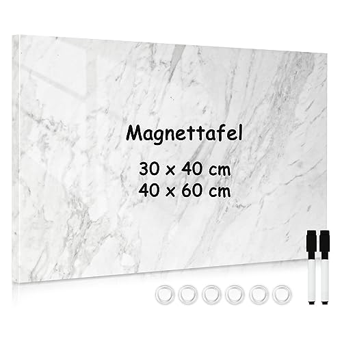 Boss Lavagna magnetica, lavagna magnetica da parete 40 x 60 cm, lavagna magnetica Memoboard stampata con 6 magneti, 2 penne