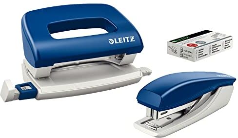 Leitz Set Perforatrice e Pinzatrice, Capacità fino a 30 Fogli, Blu