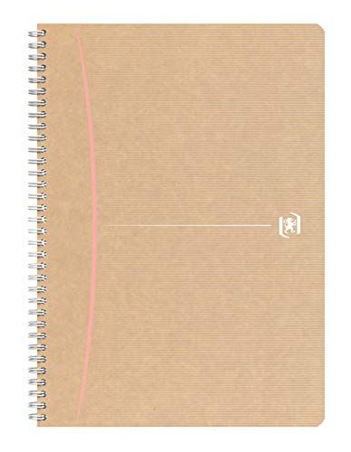 Oxford Touareg Taccuino formato A4, quadretti piccoli, 5 mm, 180 pagine, in carta riciclata, rilegatura a spirale, copertina in carta kraft, colore casuale