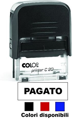 Colop Timbro PAGATO Autoinchiostrante Pronto all'uso con Testo personalizzato Modello  Printer C 20 Commerciale Ufficio Scuola Lavoro Inchiostro disponibile in 3 colori (TAMPONE BLU)