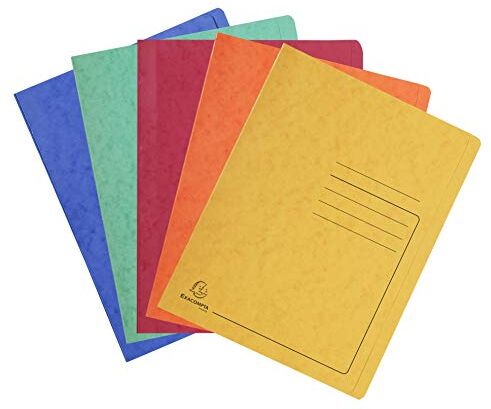 Exacompta Lotto di 25 cartelle con pressino in cartoncino lucido da 355 g con stampa di righe sulla copertina x archiviare o presentare fino a 350 fogli A4 blu giallo arancione rosso verde