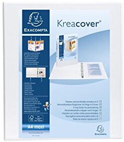 Exacompta Set di 10 raccoglitori personalizzati Kreacover A4 Maxi 4 Ax, diametro 25 mm, dorso 47 mm, colore: Bianco