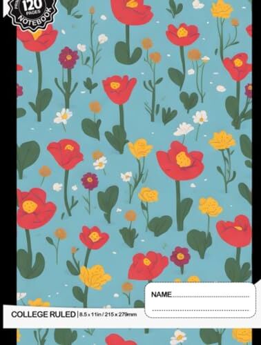 Stanley Composition Notebook College Ruled: Tilling Flowers, Cute Hearts, Different Flower Cartoons, Simple 2D Cartoon Art, Cartoon Pizza, Simple Glass and ... Details, Ideal for Art and Inspiration, Size