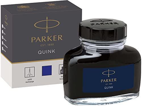 Parker flacone di inchiostro liquido Quink per penna stilografica, 57 ml, con confezione, blu