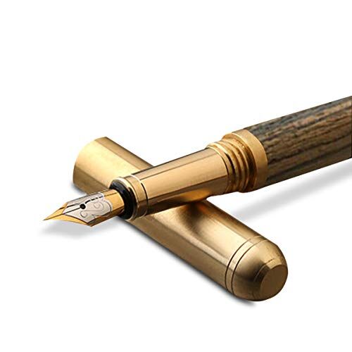 PORRASSO Penna Stilografica Legno Fountain Pen Ergonomico Fatto a Mano Penna Stilografica Regalo per Uomini Donne Tiger Wood A