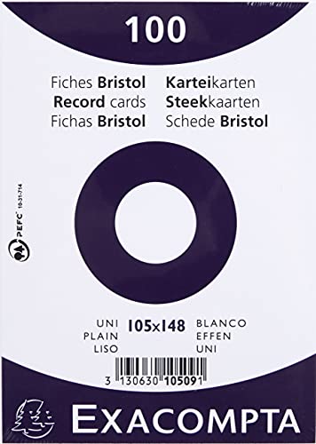 Exacompta Cartoncini Bristol, 105 x 148mm, Bianco