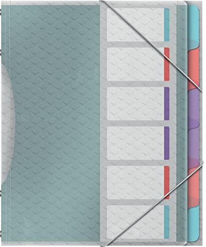 Esselte Quaderno con 6 Divisori in Formato A4 Realizzato in Carta Priva di Acidi e in Plastica Trasparente, Utilizzabile a Casa e in Ufficio, Gamma Colour'Breeze, Motivo in Rilievo Multicolore