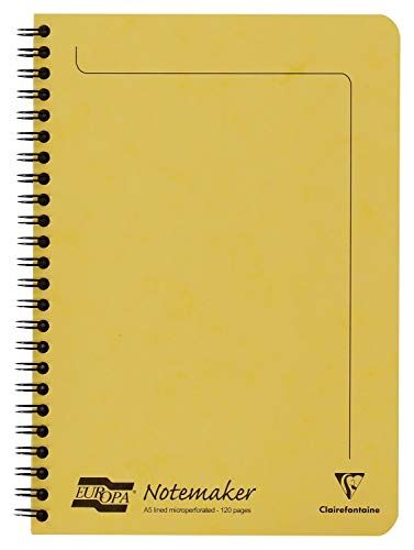 Clairefontaine Un quaderno a spirale Notemakers Europa giallo limone A5 14,8x21 cm 120 pagine staccabili a righe Carta bianca 90g copertina carta Lustrée