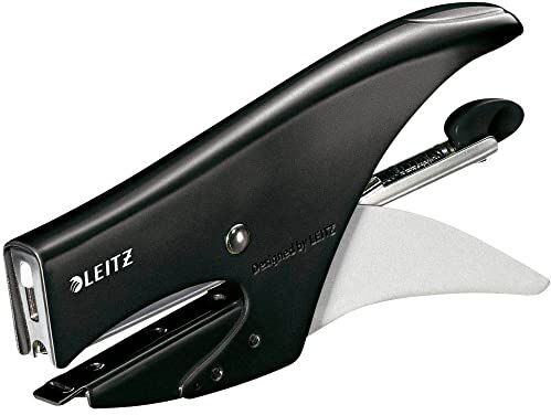 Leitz Cucitrice a Pinza, Capacità fino a 15 Fogli, Design Ergonomico in Metallo, Include Punti, Gamma WOW, , Nero