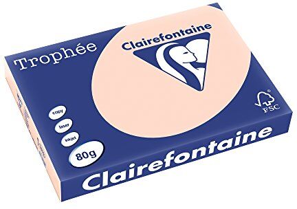 Clairefontaine Trophee – Risma di 500 fogli di Carta colorata, 80 g A3 salmone