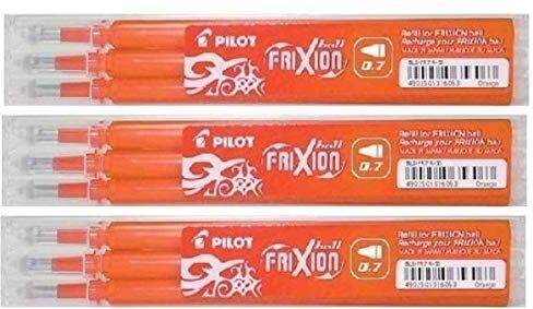 Pilot Frixion Stylo roller effaçable Orange recharges d'encre de rechange (BLS-FR7) 3-9 Lot de recharges)