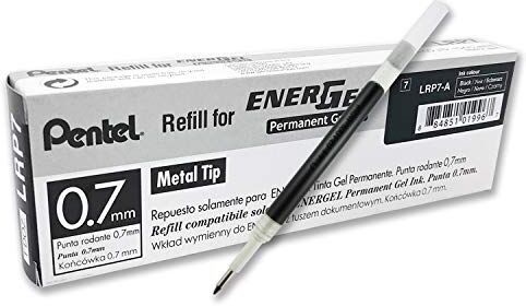 Pentel LRP7 Refill Energel Permanent 0,7 mm nero 12 pz