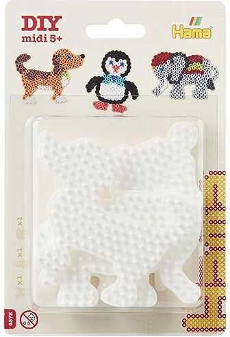 Hama 10. Elefante, pinguino e cane pegboard blister con tre piccole perline miste, multicolore, taglia unica