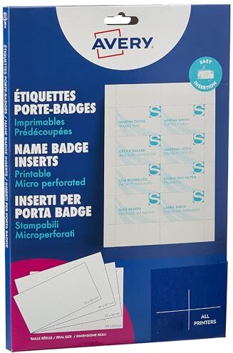 Avery Badge Insleekkaart  60x90mm 190grs 20 Vel