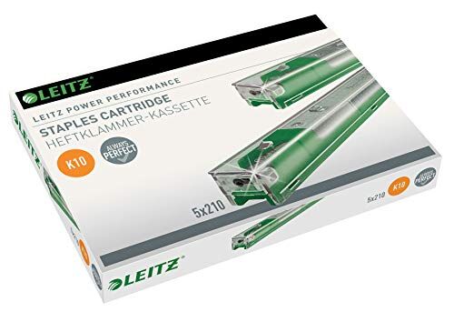 Leitz Power Performance Cassettes d'Agrafes Heavy Duty K10, Galvanisé, Boîte de 5 Cassettes, 5 x 210 Agrafes,