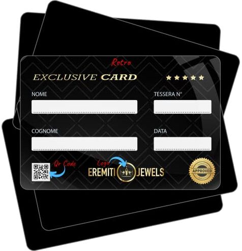 Generico Card in PVC Personalizzate colore nero EXCLUSIVE CARD Personalizzabili Fronte e Retro con logo del brand, negozio, azienda utili come gift card, vip pass, biglietti da visita lussuosi (10)