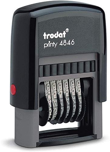 Trodat Timbro numeratore 4846, 6 strisce di numeri e sigle, altezza caratteri: 4 mm, stampa in nero, formato stampa: 27 x 4 mm