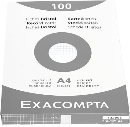 Exacompta Cartoncini Bristol, 21x29 cm, Bianco