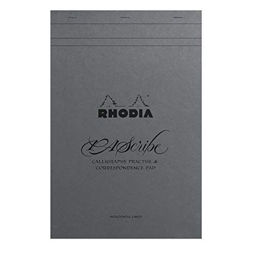 Clairefontaine Rhodia Touch  Blocco punto metallico per calligrafia PAScribe Grey Maya Pad, A4 + (21x31,8 cm), 60 fogli a strappo, a righe, carta  Maya grigia 120 g/m²