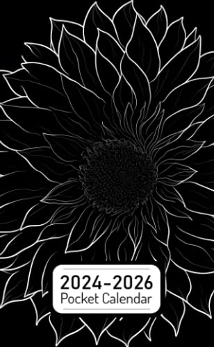 Stanley Pocket Calendar 2024-2026: Two-Year Monthly Planner for Purse , 36 Months from January 2024 to December 2026   Line art stencil   Sunflower svg