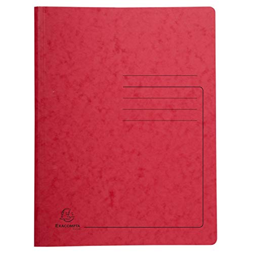 Exacompta Cartella archivio per documenti perforati in carta lucida 355gm2 per archiviazione di documenti A4 Rosso