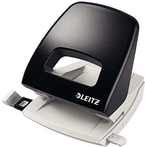 Leitz Pratica Perforatrice da Ufficio Standard, Capacità fino a 25 Fogli, Nero, Metallo, Guida di Arresto con Barra di Selezione del Formato, Gamma NeXXt, 50050095