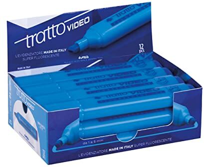 Tratto 830205 Evidenziatore  Video, 1-5 mm, Confezione 12, Azzurro