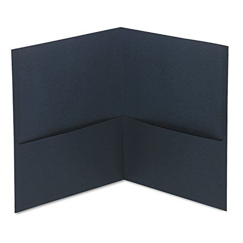 Universal two-pocket portfolio, Embossed Leather grain Paper, dark Blue, 25/Box, venduto in un' unica confezione