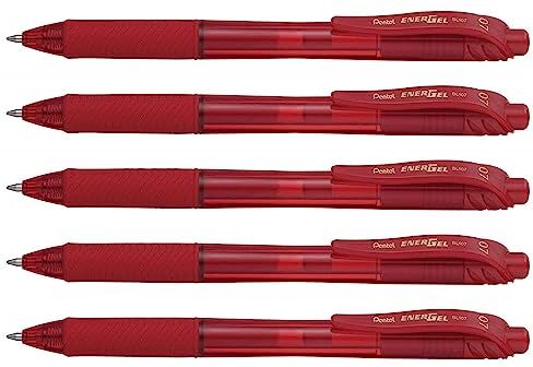 Pentel EnerGel-X BL107 Set di 5 penne roller con punta 0,7 mm, colore: Rosso