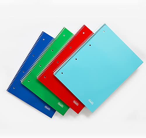 Favorit cf.5 Quaderni Spiralati A4, Rigatura Quadretti 4mm, Carta 80g/Mq, 1 rosso, 1 blu, 1 verde, 1 turchese + 1 colore a rotazione