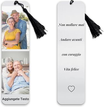 Generic Segnalibro Personalizzato Con Foto e Testo -Segnalibri Personalizzati Inciso Citazione Frasi e Lettere di Ringraziamento, Regalo Maestra Idee Regalo Insegnanti, Acciaio Inossidabile (2 Foto)