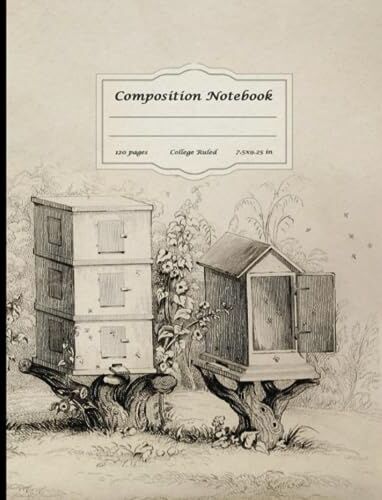 ART Composition Notebook College Ruled: Vintage Botanical Illustration   Bee   Journal with 120 Lined Pages   For School, College, University, Office, Work and Notes