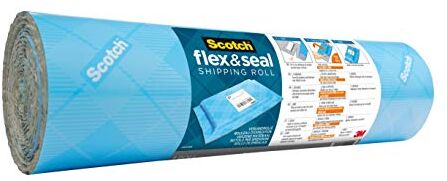 Scotch Flex & Seal Rotolo di Spedizione, 38 cm x 3 m, Senza Scatole, Senza Nastro, Facile Imballaggio Alternativa a Poli Mailer, Sacchetti di Spedizione, Bollettini, Buste Imbottite, Scatole