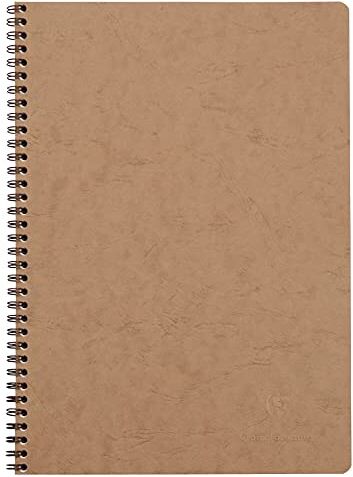 Clairefontaine collezione Age Bag Quaderno a spirale tabacco A4 21x29,7 cm 100 pagine a righe con margini Carta Bianca 90 g Copertina in carta Lustrée a grana grossa effetto cuoio