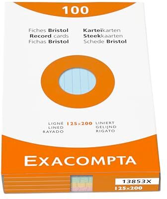 Exacompta Etui 100 fiches bristol lignees 125x200mm