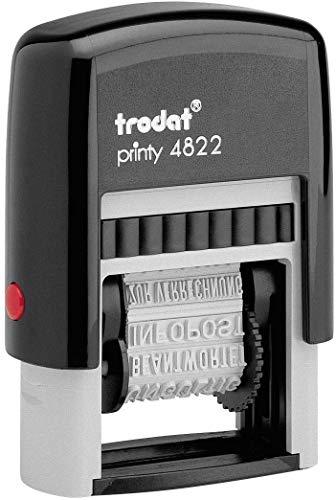 Trodat Timbro Printy 4822 Autoinchiostrante Polinome Multi Parole 12 Testi Commerciali in Italiano Colore Nero Cartuccia Nera, Inchiostro Indelebile