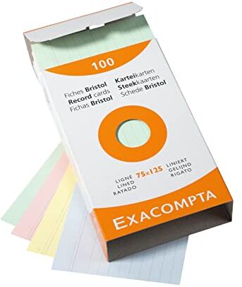 Exacompta Etui 100 fiches bristol lignees 75x125mm