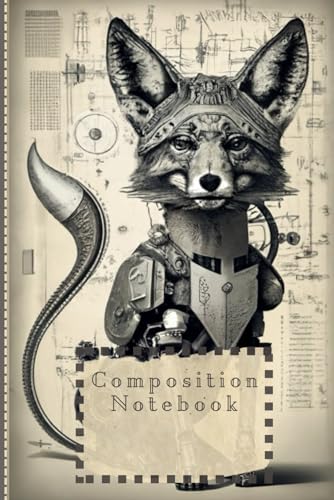 ART Notebook: 6" X 9", 100 page. Vintage, mechanical Fox Illustration. Aesthetic Journal For Back To School, College, Office, Work   Wide Lined: 6" X 9" 100 page