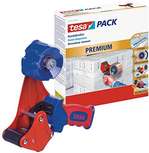 Tesa pack Dispenser Manuale Economy per Nastro da Imballaggio Dispenser ergonomico portatile in metallo robusto Per rotoli fino a 50 mm di larghezza Colore: Blu e Rosso